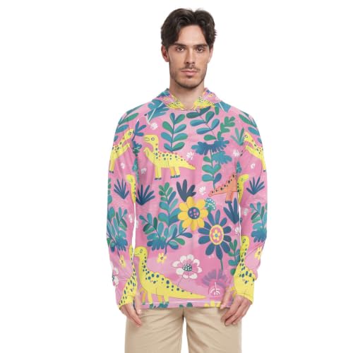 T-shirt dinosaures jaunes homme style floral pour sessions running et pêche