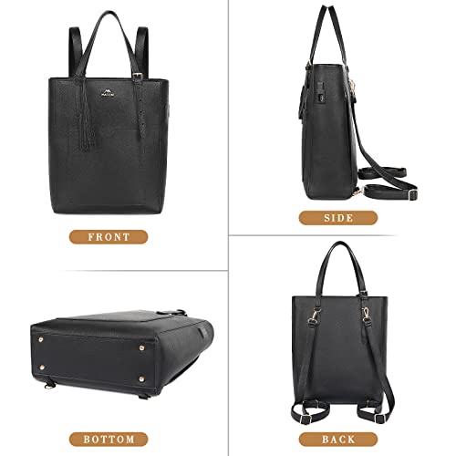 Backpack-Purse-for-Women-156-Inch-Convertible-Vegan-Leather-Laptop-Backpack-with-USB-Charging-Port-Waterproof-Anti-theft-Shoulder-Tote-Bag-Handbag-with-Tassel-for-School-Work-Business-Travel