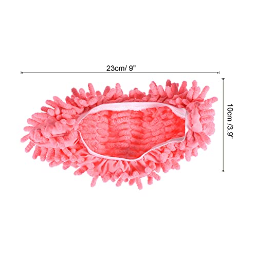 Image of MECCANIXITY Washable Cleaning Shoes Cover Multifunction Chenille Duster Mop Slippers Foot Socks for House Floor, Pack of 4 Pink