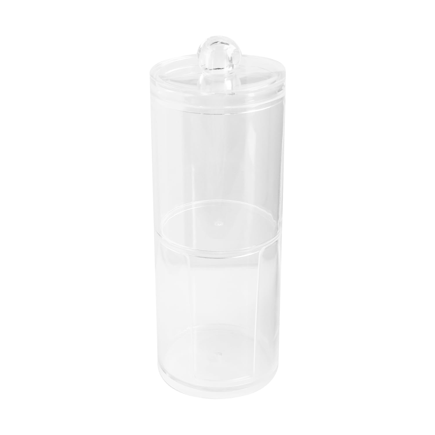 Bojueshaw Transparent 2 Layers Stackable Acrylic Cotton Pads Organiser,Round Swabs Jar,Clear Makeup Storage Box With Lid For Bathroom & Dressing Table