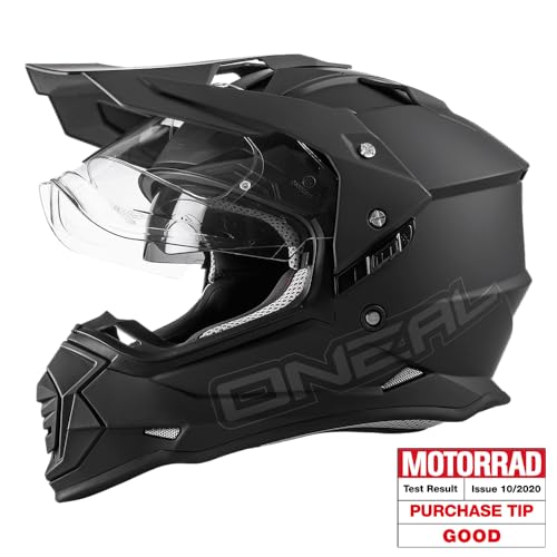 O'NEAL | Motorradhelm | Enduro Motorrad | Ventilationsöffnungen für maximalen Luftstrom & Kühlung, ABS-Schale | Sierra Helmet Flat V.23 | Erwachsene | Schwarz | Größe S