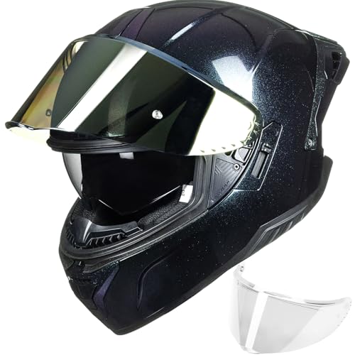ILM Motorcycle Helmets for Men Women Full Face Helmets for Adults Motorcycle with Dual Visors Casco Para Moto 619 (Chameleon, M) by ILM - Used condition - US$96.36