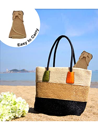 Womens Beach Straw Sun Hats Ponytail Hole Wide Brim Summer Visor Foldable Hat Sun Protection Packable for Travel Pool(One Size,Khaki) - image 5