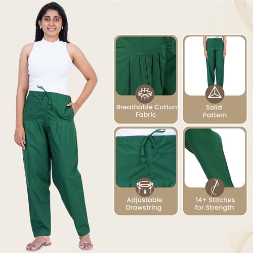 Image of Happy Bunny Salwar Pant for Women, Fine Cotton Ethnic Trousers with Drawstring Waist, Comfortable Daily, Office & Casual Wear Bottoms
