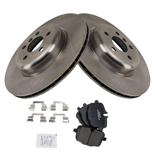 Image of TRQ Rear Brake Pad and Rotor Set Ceramic Compatible with 2016-2021 BMW 740i 750i 750i xDrive 530i 530i xDrive 540i 540i 740e 740i 530e 530e 640i Gran Turismo X3 X4