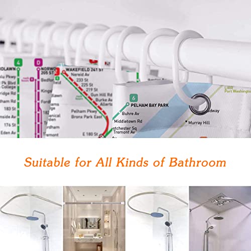 New York Subway Map Shower Curtain White Subway Map Shower Curtains For Bathroom Waterproof Polyester Fabric Shower Curtain Sets With Hooks 72X72 Inch #TOP2