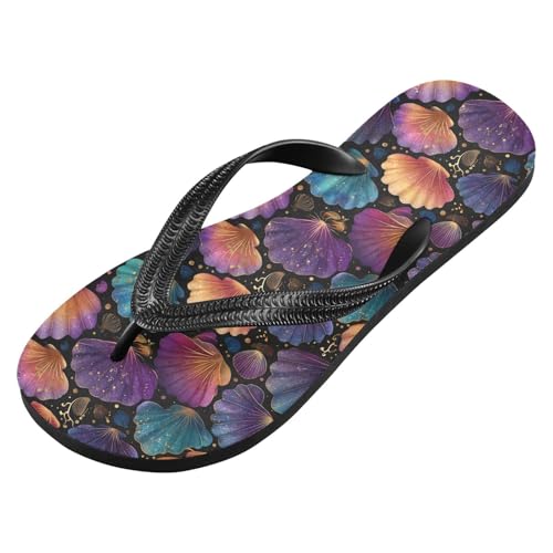 Flip Flop Sandals Bright Seashells Print for Women Men Beach Outdoor XS2