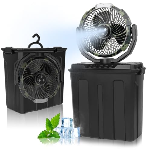 Image of Portable Outdoor Misting Fan - Summer Must-Have 9L Water Tank 3 Levels Wind Speed&Mister Instant Cooling, Ideal for Patio, Garage, Camping,RV, Great Gift for Campers /Fishing Lover
