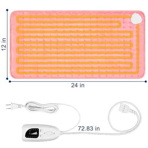 Image of Electric Heating pad for Back Neck Shoulder Knee Arms Legs- Electric Heat Pads with 6 Heat Settings & Auto Shut Off &Dry /Moist Heat Heating Pad for Birthday Mother Father Girl Men Women, BabyPink