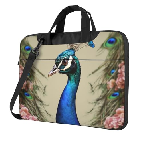 Sac ordinateur motif paon avec poignée et bandoulière réglable