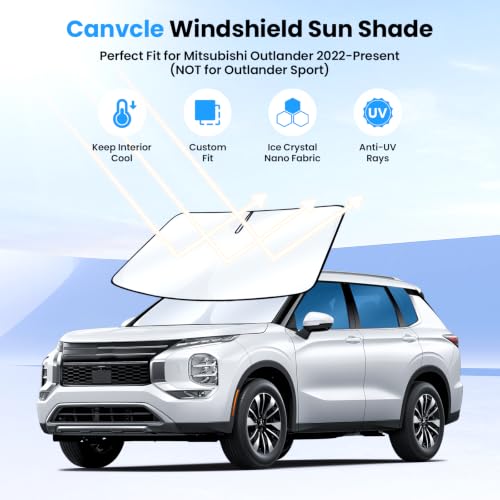 Image of Canvcle Windshield Sun Shade for Mitsubishi Outlander 2022-2025 2026 (NOT for Outlander Sport) Upgraded Double-Layer Front Window Sunshade Cover Sun Protector Foldable Block UV Rays Keep Car Cool