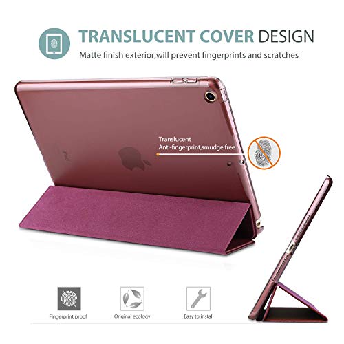 Image of ProCase Smart Case for iPad 9.7 Inch iPad 6th /5th Generation 2018 2017(Model: A1893 A1954 A1822 A1823), Ultra Slim Lightweight Stand Cover with Translucent Frosted Back -Wine