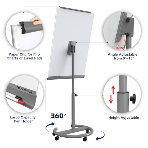 Image of TSJ OFFICE Rolling Whiteboard Standing - 40 x 26 Inches Mobile White Board