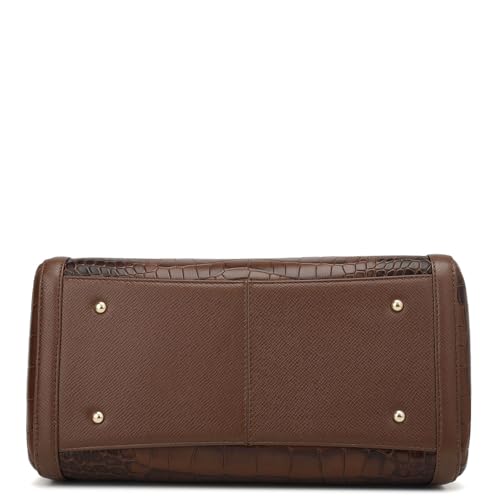 Image of Da Milano Leather Brown Satchel Bag for Women (00355A-OL)
