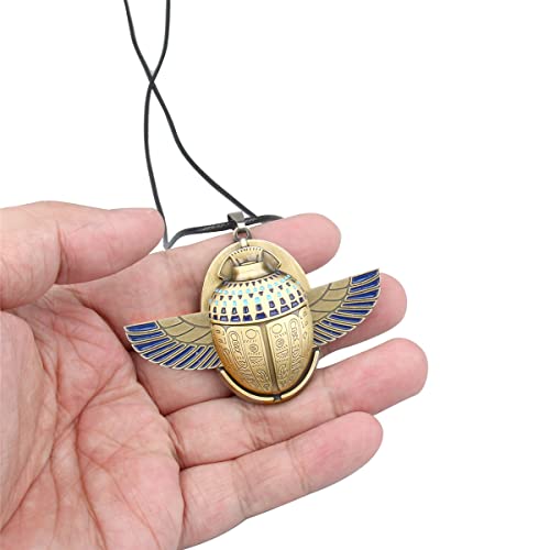 Moon Necklace Egyptian Scarab Compass Pendant With Vintage Leather Cord Men's Costume Jewelry Accessory4