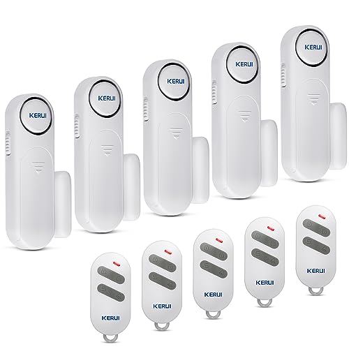 KERUI Détecteur ouverture Porte, Alarme de Porte et de Fenêtre-Système d'Alarme sans Abonnement avec 5 Alarmes de fenêtre, 5 Télécommandes, 3 Modes Alarme Maison sans Fil