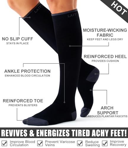 Image of Laite Hebe 3 Pack Medical Compression Sock-Compression Sock For Women and Men Circulation -Best for Running,Nursing,Athletic Sports