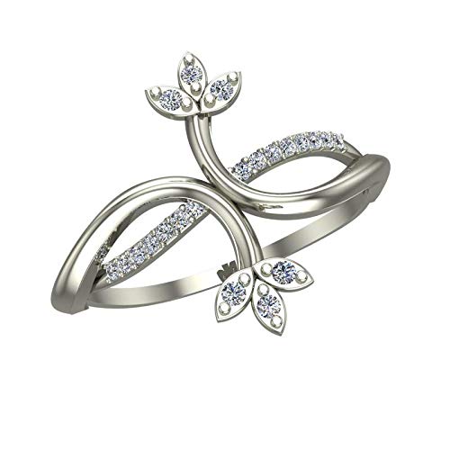 DISHIS 14k White Gold Diamond Ring for Women-Size 21
