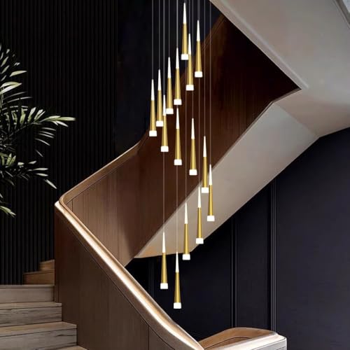 Lustre escalier moderne doré à 16 têtes LED Loen réglable - 7