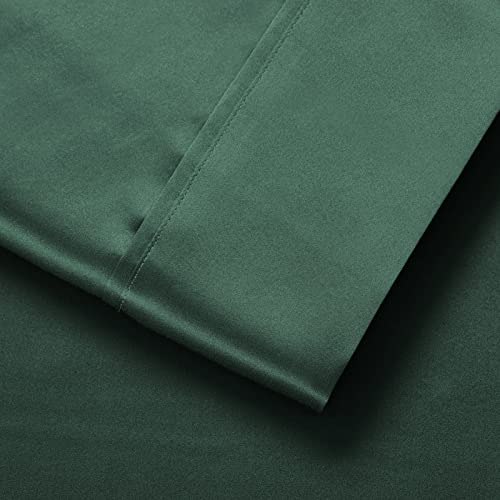 Image of Lanest Housing Silk Satin Sheets, King Size Satin Bed Sheet Set with Deep Pockets, Cooling Soft and Hypoallergenic Satin Sheets King - Dark Green