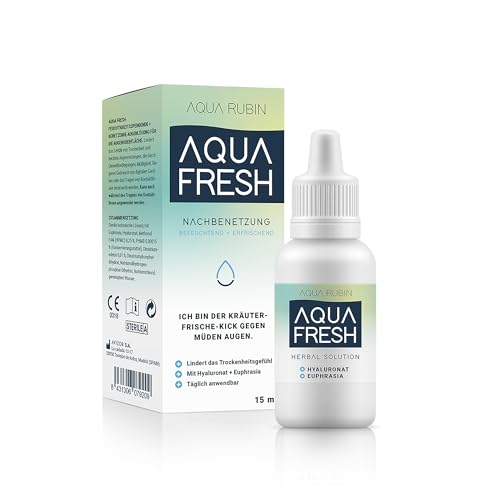 AQUA FRESH Augentropfen mit Hyaluronat & Euphrasia – Hyaluron-Augentropfen, Euphrasia-Augentropfen für natürliche Feuchtigkeit – Augentropfen-Kontaktlinsen für trockene, müde Augen (1x15ml)