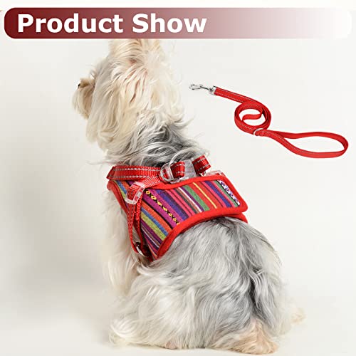 Soft Mesh Dog Harness And Leash Set Stripe Pet Puppy Cat Comfort Padded Vest No Pull Harnesses Chihuahua Harness (Red(Leash), Xx-Small) #TOP1