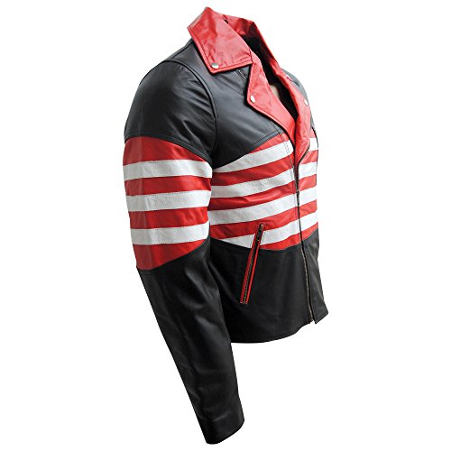 Classyak Biker Leather Jacket USA Flag, Protection on Shoulders, Elbows & Back3