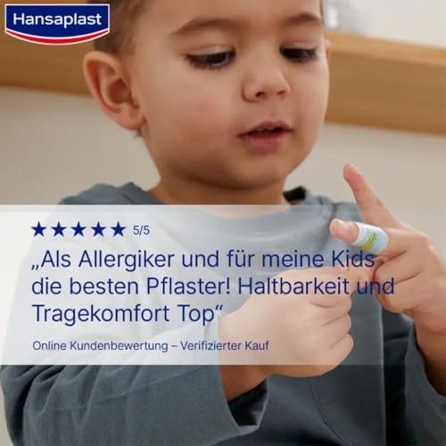 Hansaplast Universal Kinderpflaster (100 Strips), Wundpflaster mit niedlichen Tiermotiven zum Aufmuntern, schmerzlos zu entfernende Pflaster
