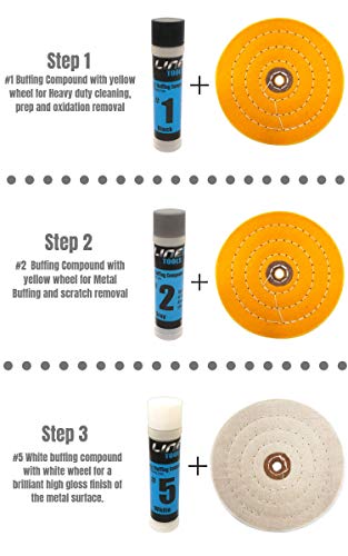 6 Inch Buffing Wheel Kit For Bench Grinder And Drill With 3 Step Hard Metal Polishing Compound #TOP2