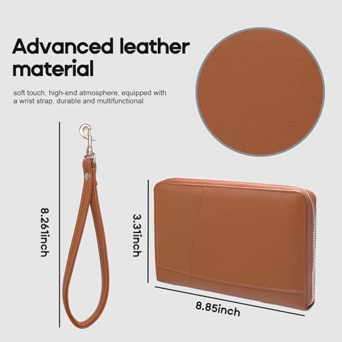RFID Blocking Family Passport Holder Wallet 6,Premium Leather Travel Document Organizer for Women and Men,Travel Wallet for Credit Card(Brown) by Trejacur - Used condition - Image 4