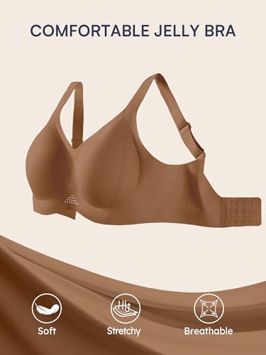 Image of Seamless Supportive Bras for Women No Underwire - M-4XL Jelly Bra | Wireless Full Coverage Bralette, Plus Size, Comfortable T-Shirt Bra for Older, Lightly Padded, Buttery Soft