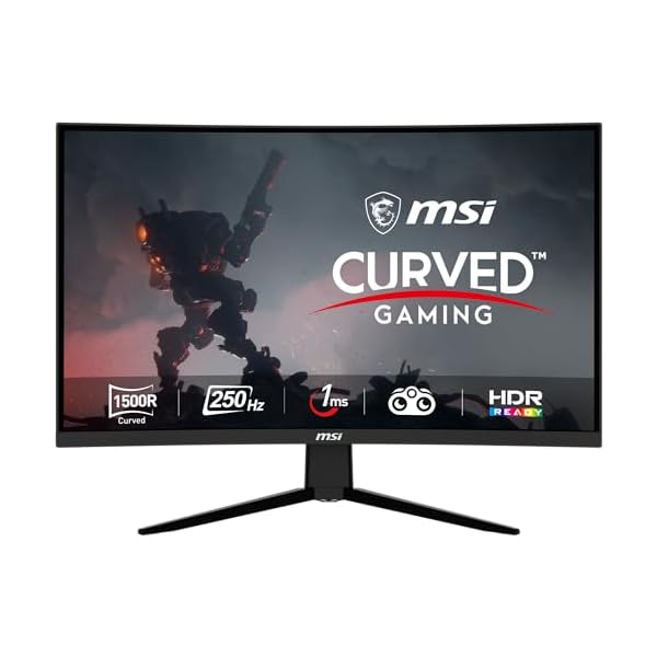 MSI G32C4X, 32″ Gaming Monitor, 1920 x 1080 (FHD) Curved Gaming Monitor, 1 ms, 250Hz, FreeSync, 1500R, HDMI, DisplayPort, Tilt Adjustable, Black
