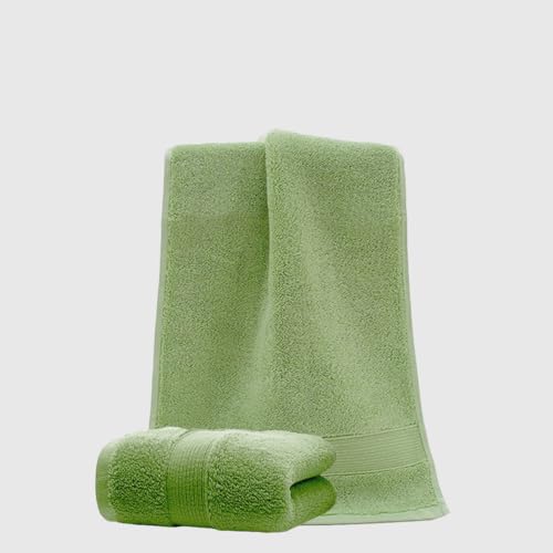 JININQ 2 Piece 100% Cotton Soft Hand Towels 13.4" x 29.5",Premium Face Towels Set for Bathroom,Gym,Home (Green)