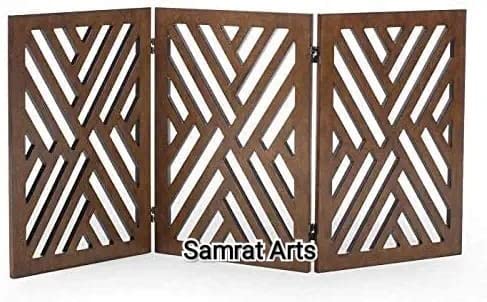 Samrat Art Store Wooden Freestanding Fold-able Safety Gate for Child, Step Over Fence, Kids Safety Gate for The House, Doorway, Stairs, Extra Wide (Espresso, 24X54 inch 3 Panels)