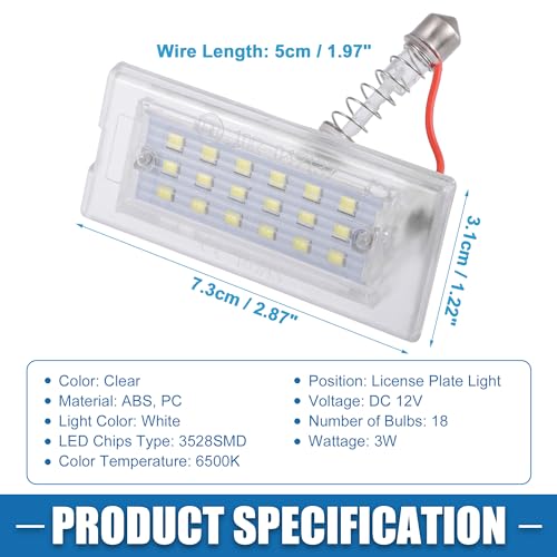 X AUTOHAUX Car White LED License Plate Light 51137062293 for BMW X5 1 Pair - Image 3