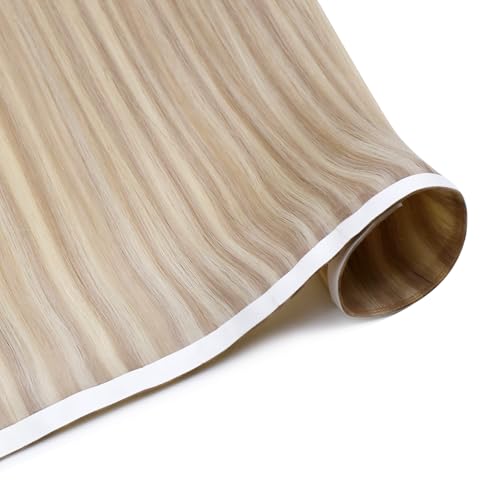 Image of LaaVoo Tape in Weft Extensions Blonde Weft Tape Hair Extensions Human Hair Genius Tape in Human Hair Extension Ash Blonde Highlight Bleach Blonde 18inch 50G