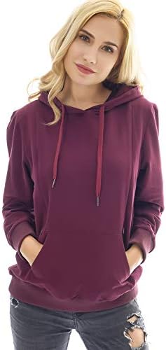 Bearsland Women's Maternity Winter Sporty Hoodie Breastfeeding Sweater Nursing Top,purplered,XX-L