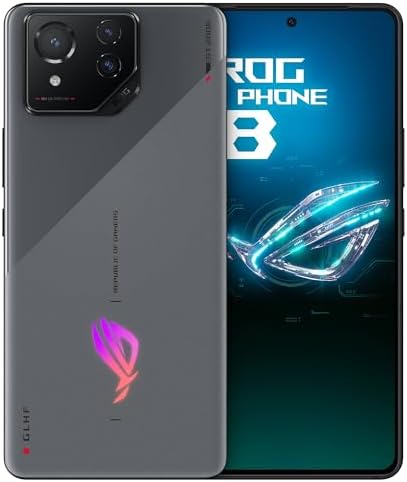 ASUS ROG Phone 8 Unlocked Android Phone, US Version, 6.78" 165Hz AMOLED Display, 256GB Storage, 16GB RAM, 5500mAh Battery, 50MP Gimbal Camera, 32MP Front, Snapdragon 8 Gen 3, Dual-SIM, Rebel Gray