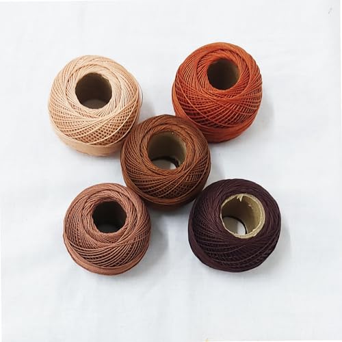 Set 10 Pcs Shades of Brown Cotton Crochet Thread Knitting Cross Stitch Tatting Doilies Skeins Lacey Craft Yarn