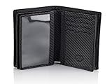 Black Trifold Leather Wallet With RFID Blocking and ID Window