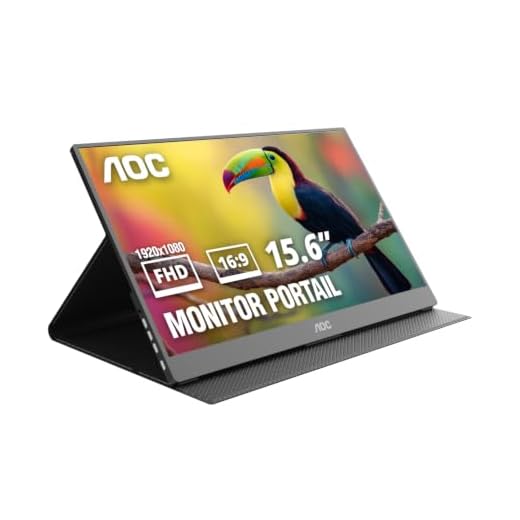 AOC 16T20 Portable Monitor 15.6" FHD 1080p IPS Display, USB-C, Mini HDMI, Built-in Speakers, Travel Monitor with Smart Cover, Compatible with Laptops, MacBook, Gaming Console Ready
