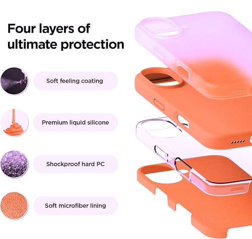 Image of SBMS Silicone Case for iPhone 17 6.3-Inch, Silky-Soft Touch Full-Body Protective Phone Case, Shockproof Back Cover for iPhone 17 (Orange)