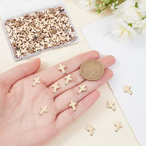 YUEXNKO Kleine Kreuzanhänger, 100 Stück, Edelstahl, für Armband, Halskette, Modeschmuck, bleifrei, Zubehör für Schmuck, 13 x 10 mm, Loch: 2 mm