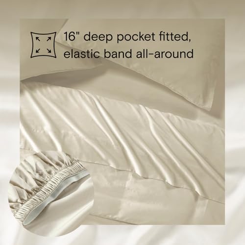 Sijo AiryWeight Tencel Sheet Set, 100% Lyocell Derived from Eucalyptus, Buttery Soft, Architectural Digest 2022 Best Cooling Sheets Winner - 2pc - 1 Pillowcase 1 Fitted (Fog, Twin XL)