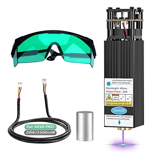 20W Laser Module Kit for 3018 CNC Router Machine, IKLESTAR 5.5W Optical Power 12V 450nm Laser Head for 3018 Pro/3020 PLUS, Engraving Tool for Wood and Metal DIY