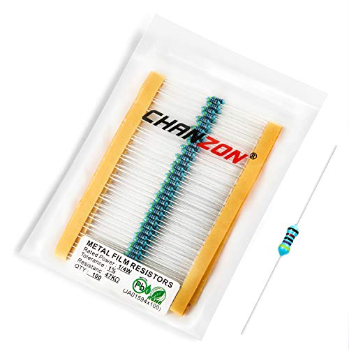 Chanzon 100pcs 1 4W (0.25W) 47K Ω ohm Metal Film Fixed Resistor 0.01 ±1% Tolerance 47KR MF Through Hole Resistors Current Limiting Rohs Certificated