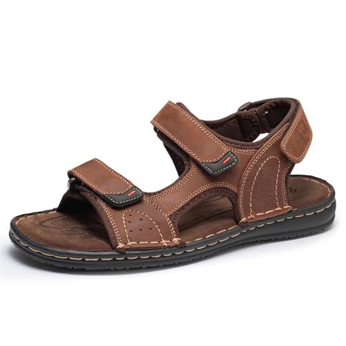 Men's Leather Sandals, Comfortable Open-Toe Outdoor Beach Shoes