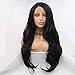 Lucyhairwig Long Wavy Lace Front Wig For Women Natural Looking Heat Resistant Black Synthetic Hair Wigs 24Inch