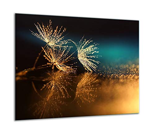 TMK Plaque de recouvrement, 60 x 52 cm, en verre, décorative, pour cuisinières électriques, à induction, anti-éclaboussures, planche à découper, motif fleurs