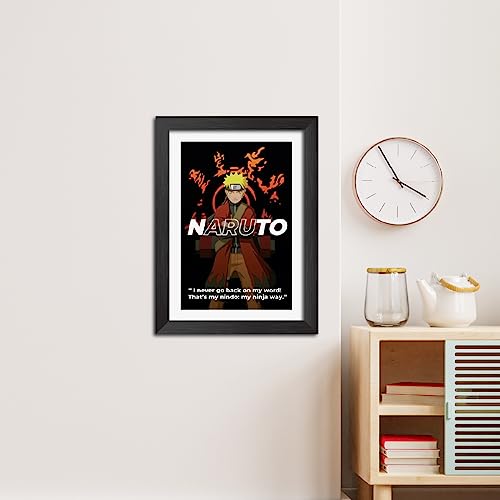 Image of TenorArts Naruto Uzumaki Poster Naruto Anime Quotes Laminated Photo Frame Painting with Matt Finish Black Textures (12 inches x 9inches)